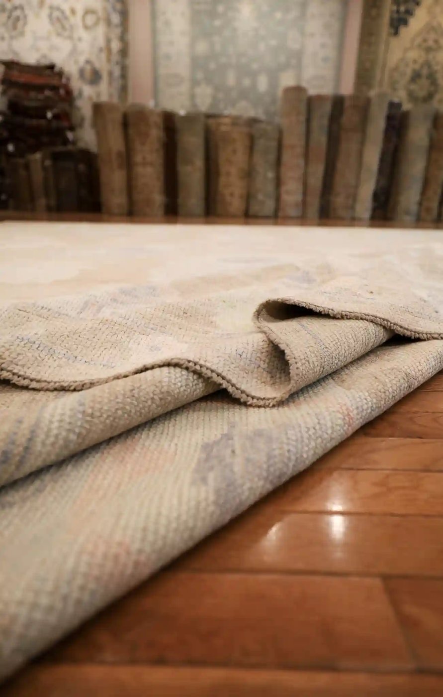 13′ x 15′ Beige Fine Hand-Knotted Turkish Oushak Rug – New Wool & Cotton