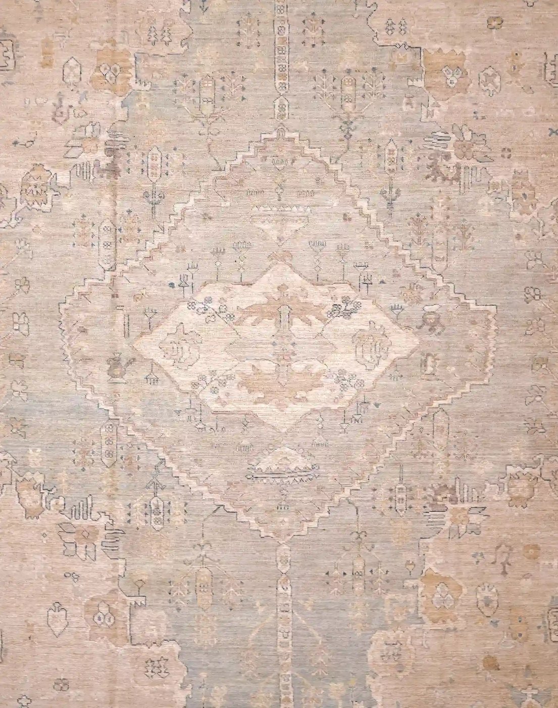 12′ x 15′ Beige Fine Hand-Knotted Pakistan Oushak Rug – Traditional Wool