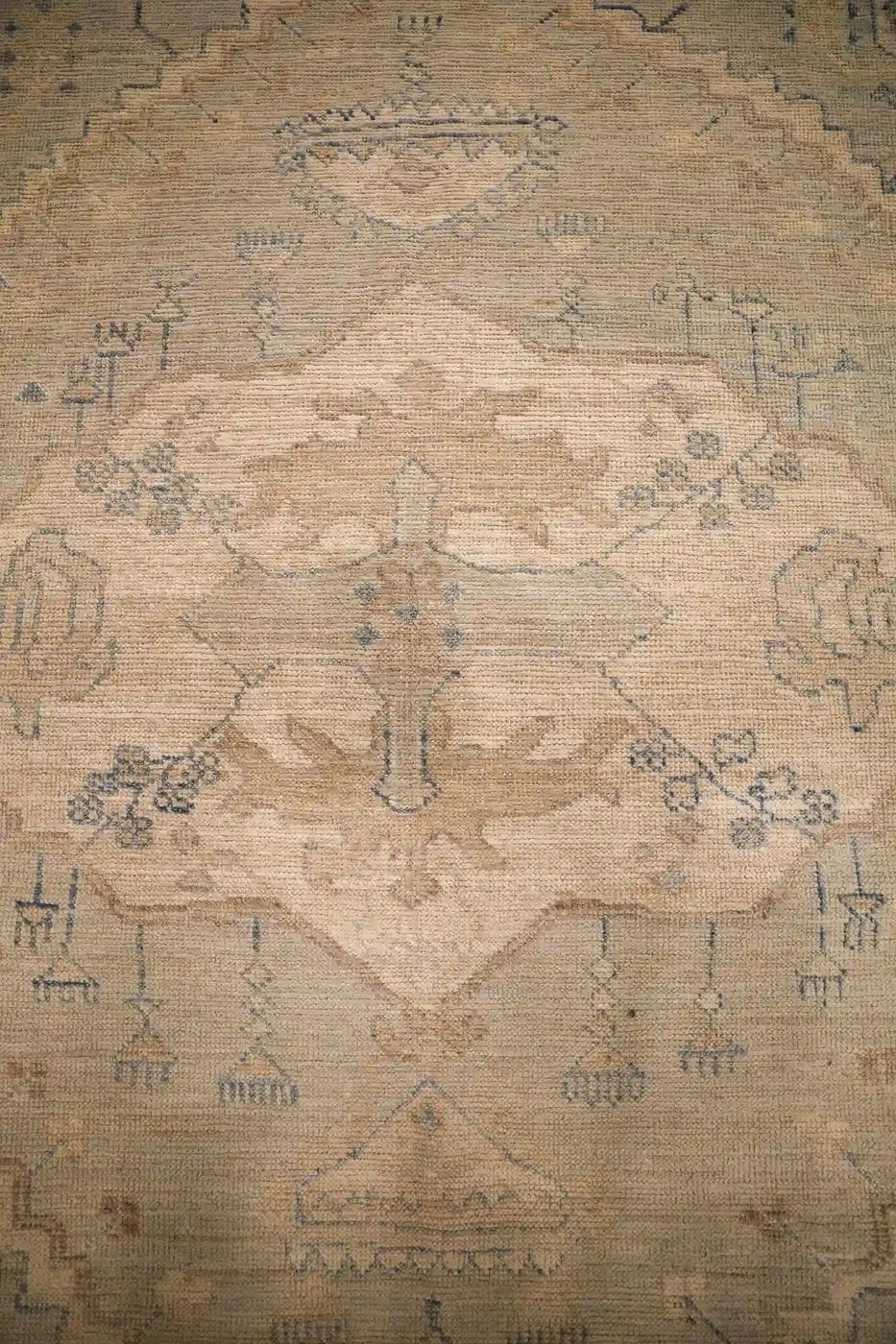 12′ x 15′ Beige Fine Hand-Knotted Pakistan Oushak Rug – Traditional Wool