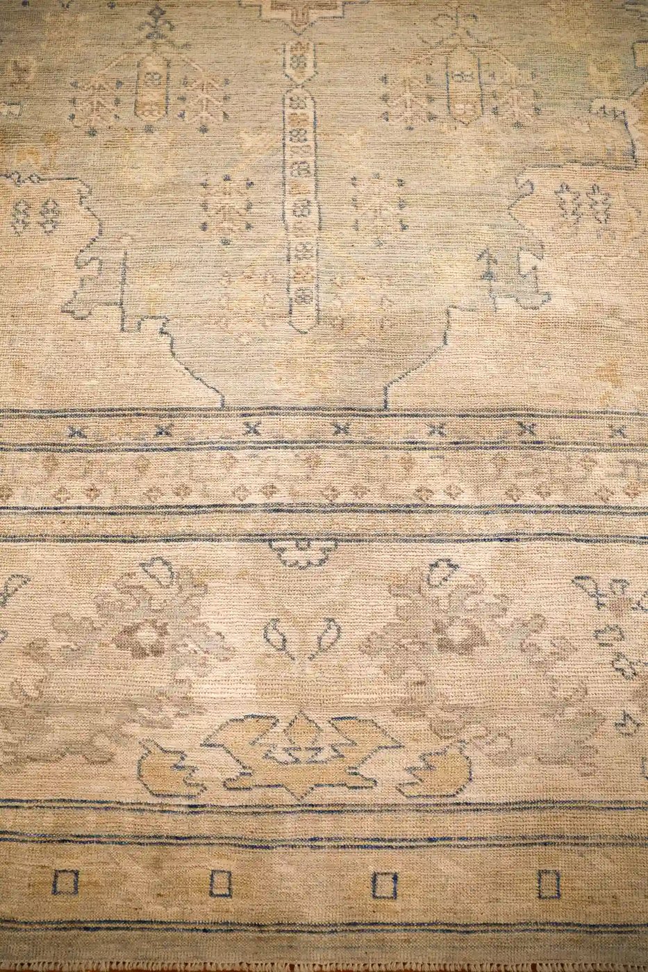 12′ x 15′ Beige Fine Hand-Knotted Pakistan Oushak Rug – Traditional Wool