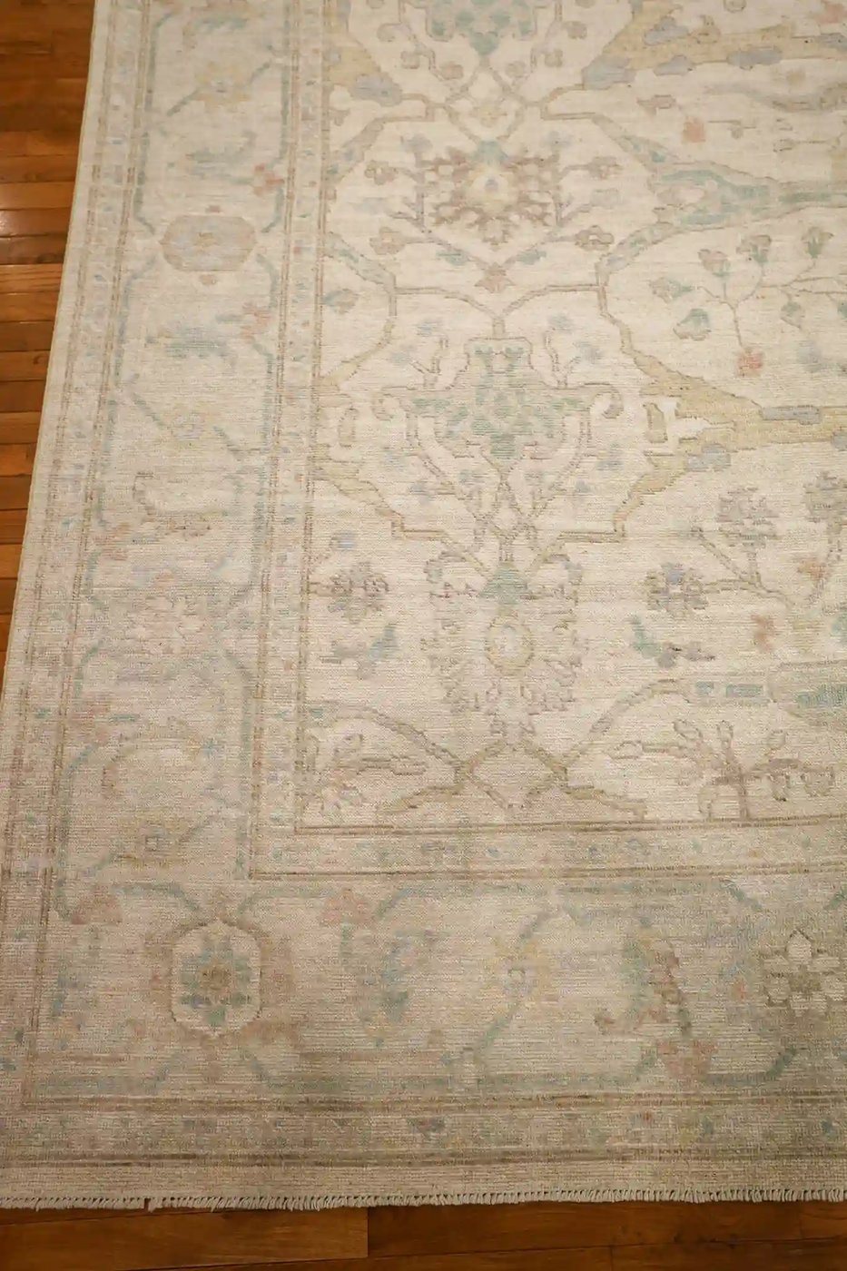 12′ x 18′ Beige Fine Hand-Knotted Pakistan Oushak Rug – Traditional Wool