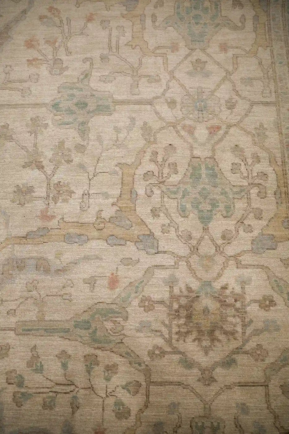 12′ x 18′ Beige Fine Hand-Knotted Pakistan Oushak Rug – Traditional Wool