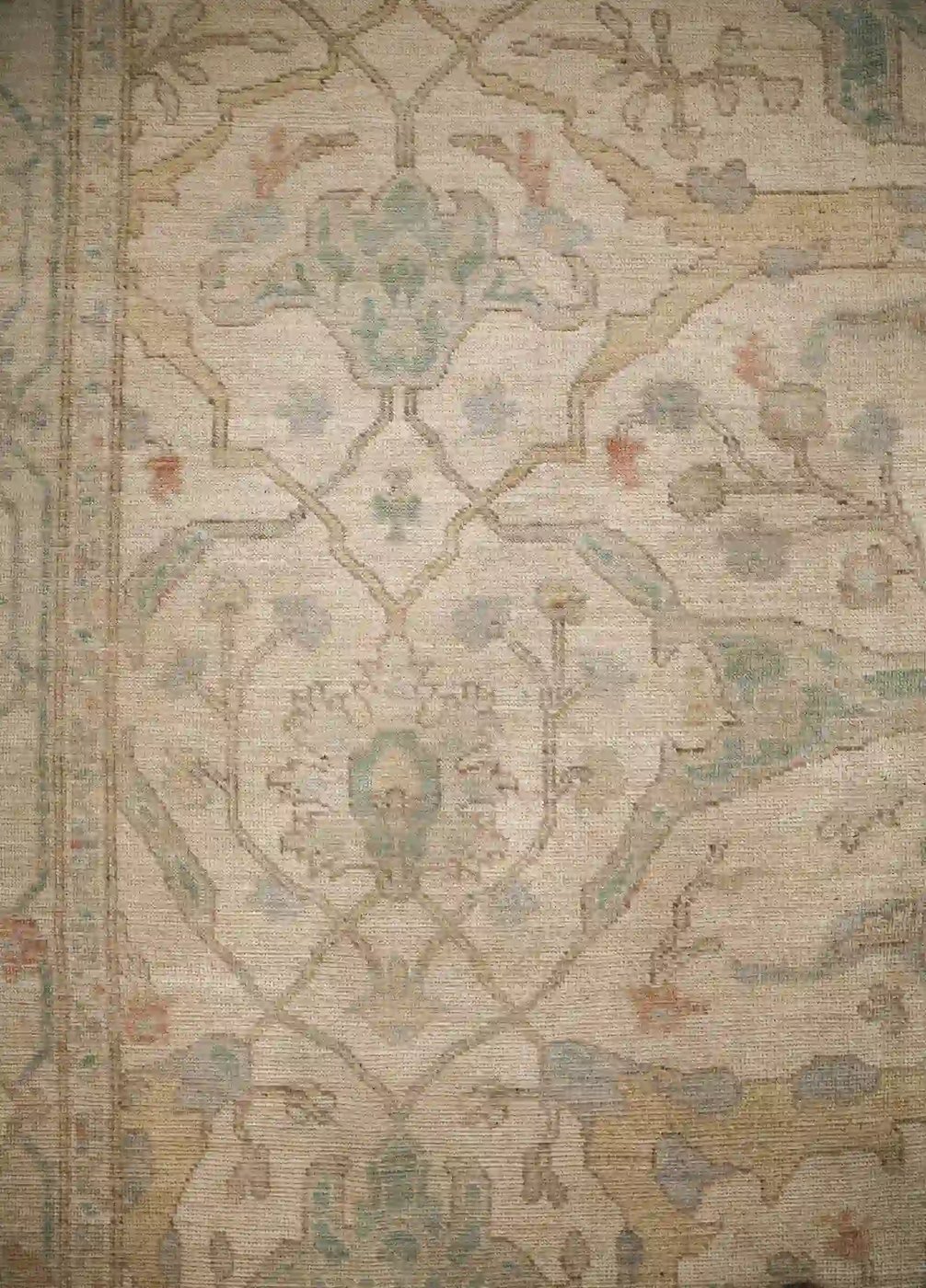 12′ x 18′ Beige Fine Hand-Knotted Pakistan Oushak Rug – Traditional Wool
