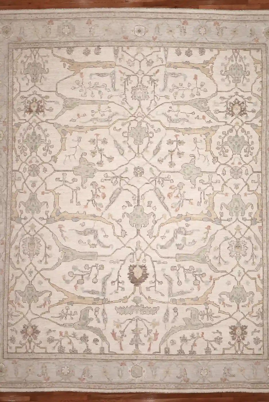 12′ x 15′ Ivory Fine Hand-Knotted Afghan Oushak Rug – Traditional Wool - 2 12′ x 15′ Ivory Fine Hand-Knotted Afghan Oushak Rug – Traditional Wool
