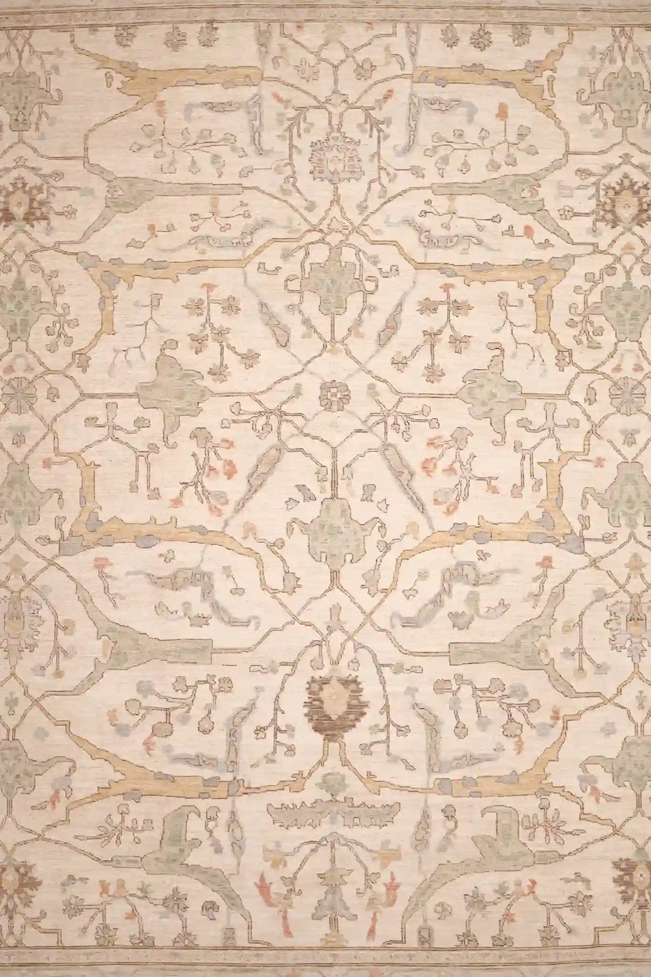 12′ x 15′ Ivory Fine Hand-Knotted Afghan Oushak Rug – Traditional Wool - 3 12′ x 15′ Ivory Fine Hand-Knotted Afghan Oushak Rug – Traditional Wool