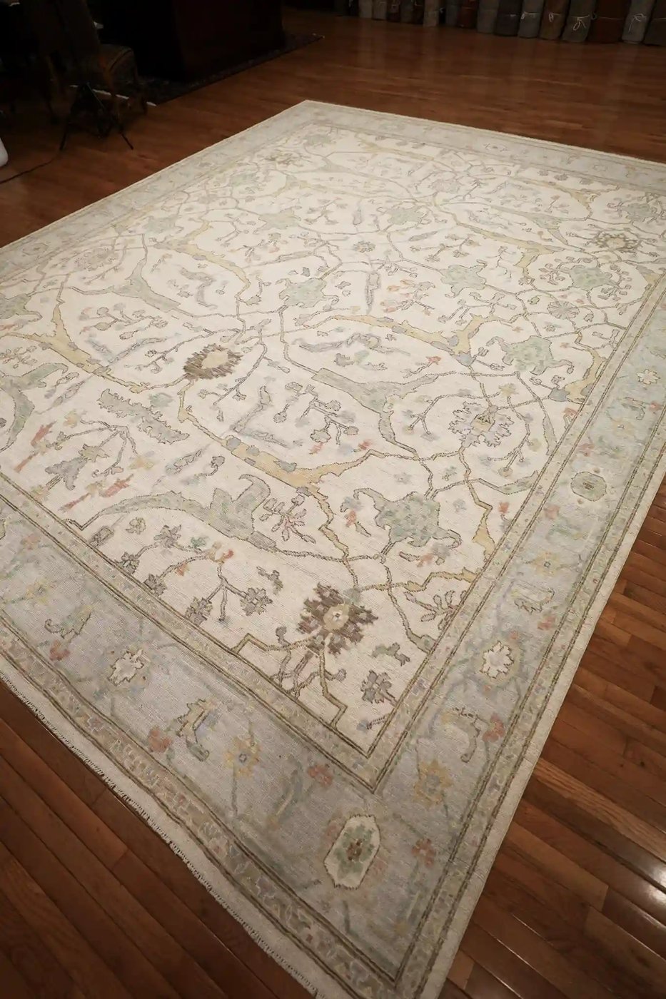 12′ x 15′ Ivory Fine Hand-Knotted Afghan Oushak Rug – Traditional Wool - 4 12′ x 15′ Ivory Fine Hand-Knotted Afghan Oushak Rug – Traditional Wool
