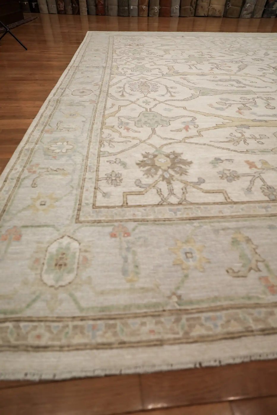 12′ x 15′ Ivory Fine Hand-Knotted Afghan Oushak Rug – Traditional Wool - 5 12′ x 15′ Ivory Fine Hand-Knotted Afghan Oushak Rug – Traditional Wool