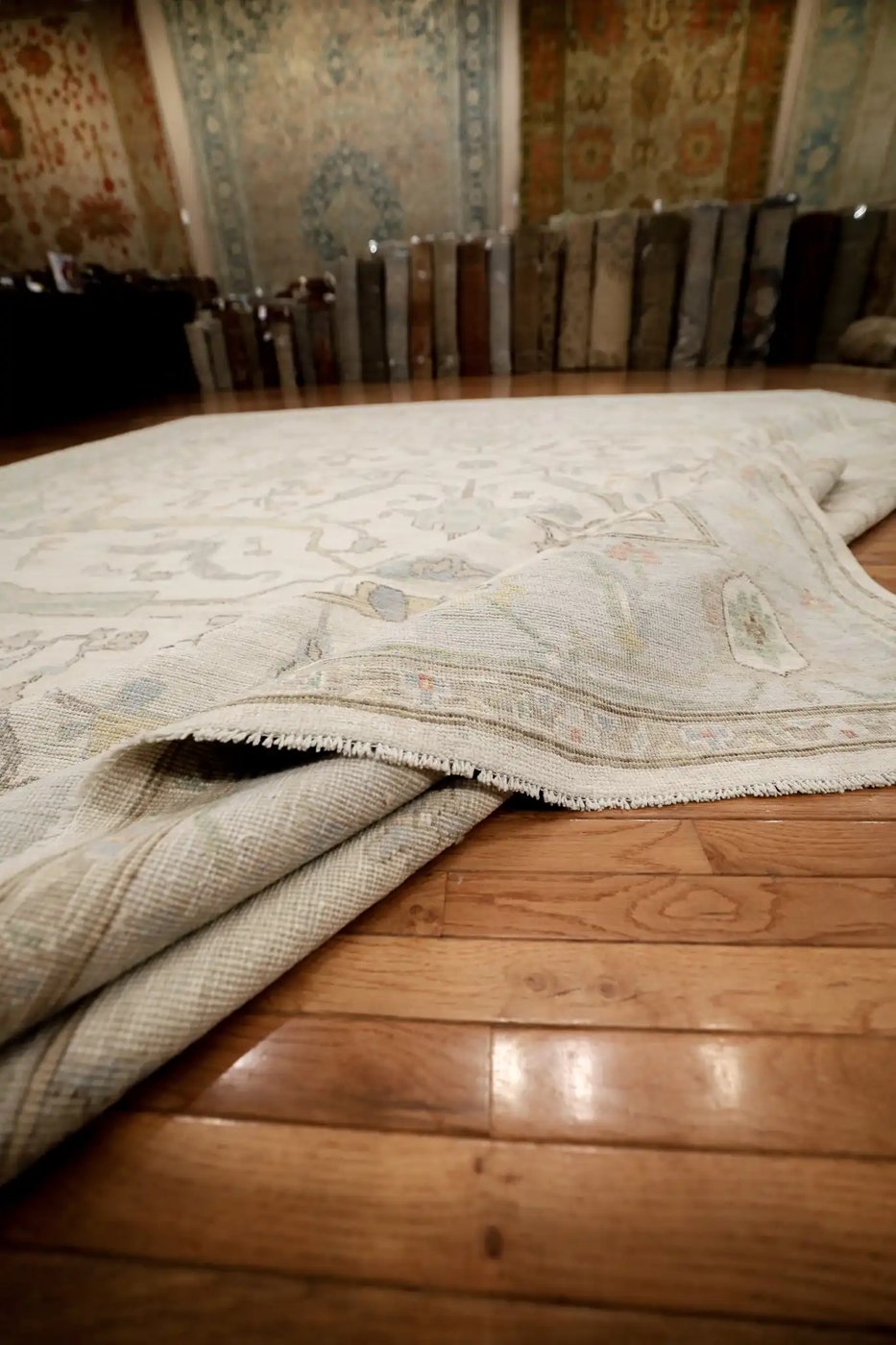 12′ x 15′ Ivory Fine Hand-Knotted Afghan Oushak Rug – Traditional Wool - 6 12′ x 15′ Ivory Fine Hand-Knotted Afghan Oushak Rug – Traditional Wool