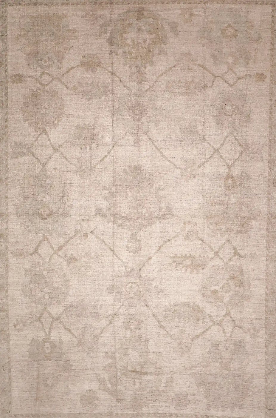 13′ x 20′ Beige Fine Hand-Knotted Turkish Oushak Rug – Vintage Wool