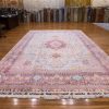10′ x 14′ Pink Fine Hand-Knotted Persian Tabriz Rug – Traditional Wool & Silk