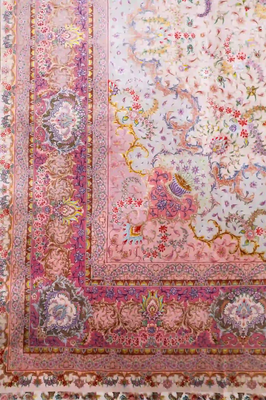 10′ x 14′ Pink Fine Hand-Knotted Persian Tabriz Rug – Traditional Wool & Silk