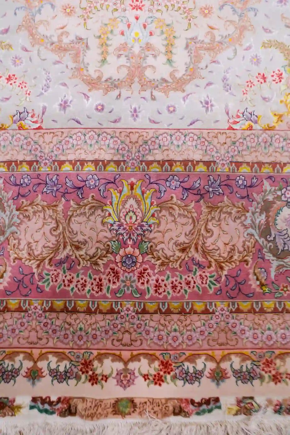 10′ x 14′ Pink Fine Hand-Knotted Persian Tabriz Rug – Traditional Wool & Silk