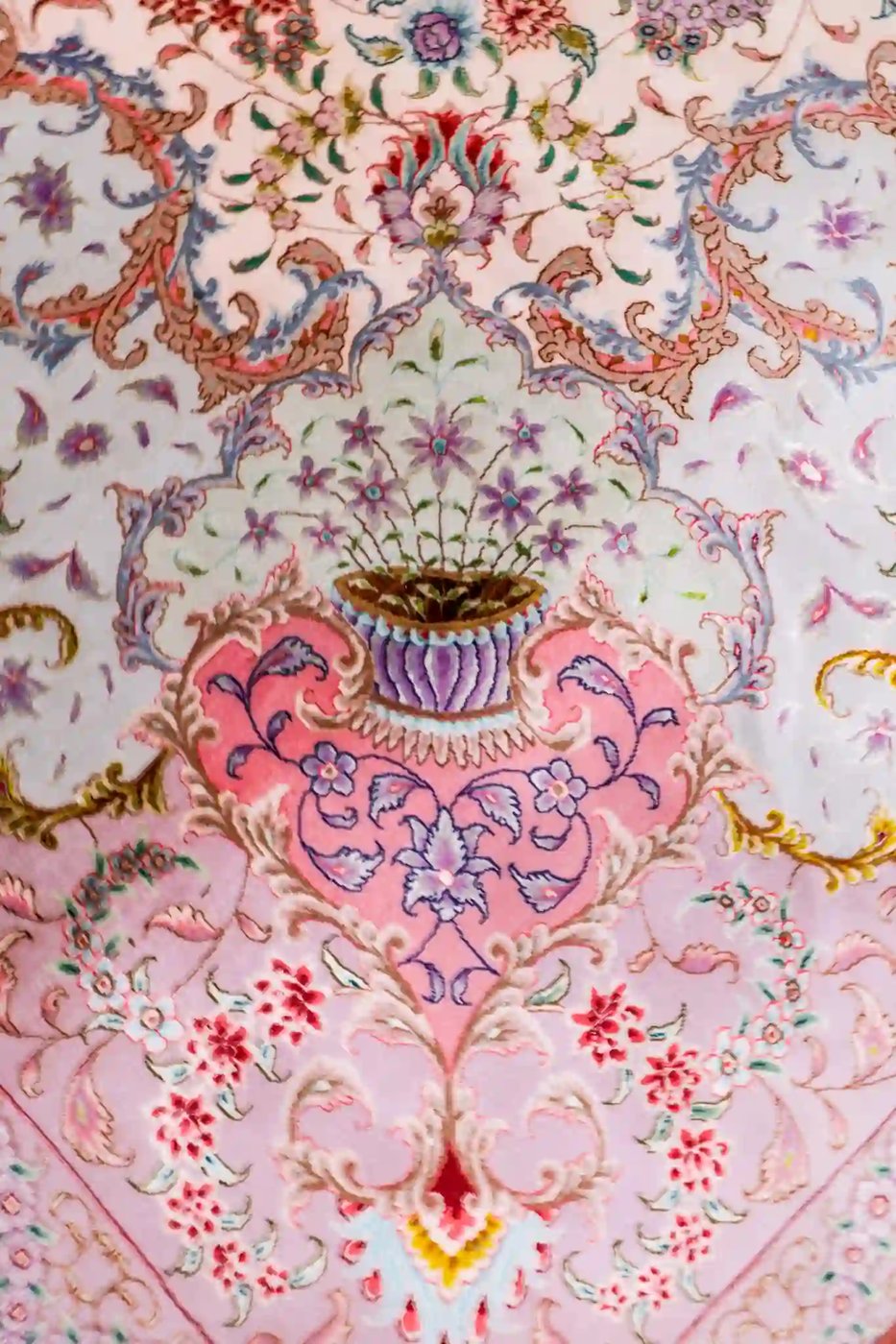 10′ x 14′ Pink Fine Hand-Knotted Persian Tabriz Rug – Traditional Wool & Silk
