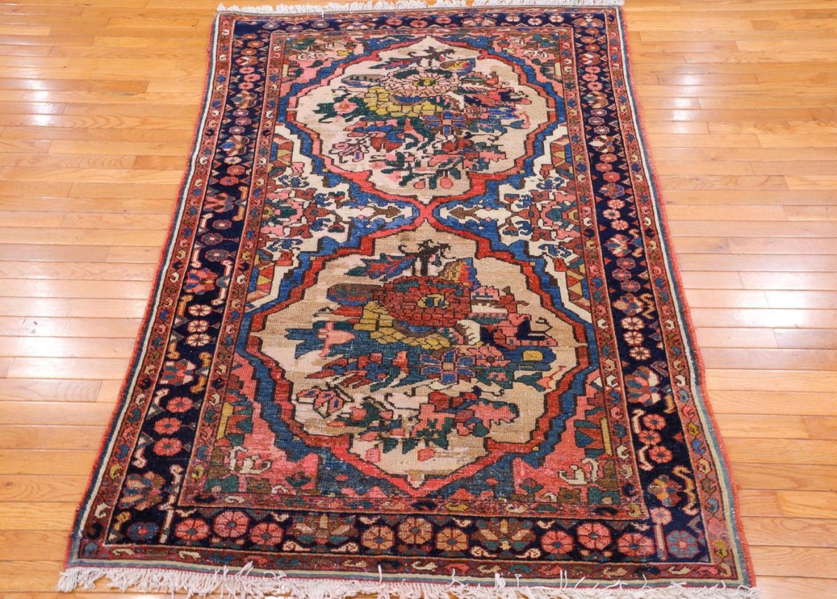 4′ x 6′ Blue Fine Hand-Knotted Persian Bakhtiari Rug – Traditional Wool