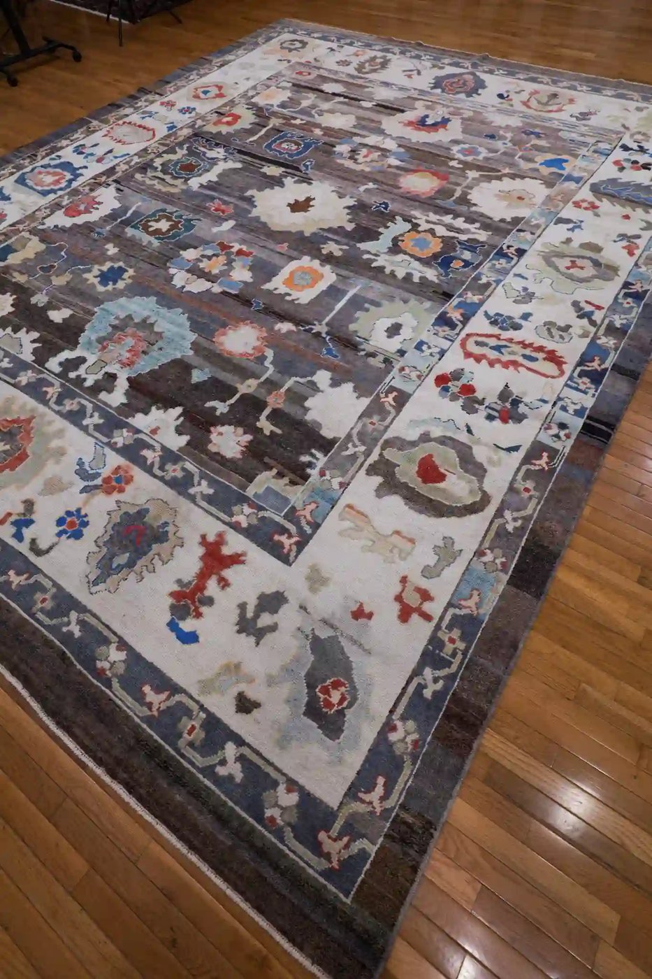 12′ x 15′ Grey Fine Hand-Knotted Turkish Oushak Rug – Transitional Wool