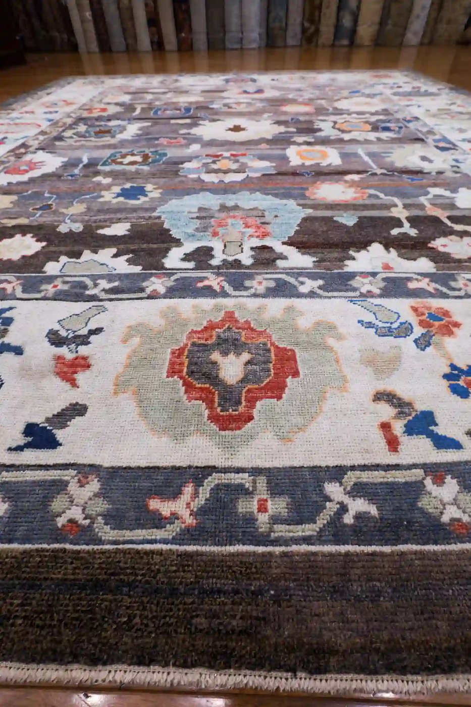 12′ x 15′ Grey Fine Hand-Knotted Turkish Oushak Rug – Transitional Wool
