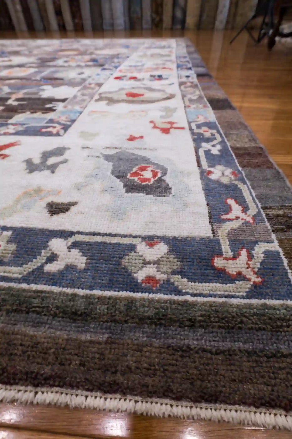 12′ x 15′ Grey Fine Hand-Knotted Turkish Oushak Rug – Transitional Wool