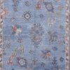 7′ x 9′ Light Blue Fine Hand-Knotted Turkish Oushak Rug – Transitional Wool