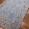 7′ x 9′ Light Blue Fine Hand-Knotted Turkish Oushak Rug – Transitional Wool