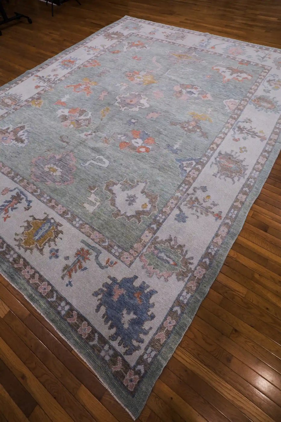 10′ x 13′ Green Fine Hand-Knotted Turkish Oushak Rug – Transitional Wool - 2 10′ x 13′ Green Fine Hand-Knotted Turkish Oushak Rug – Transitional Wool