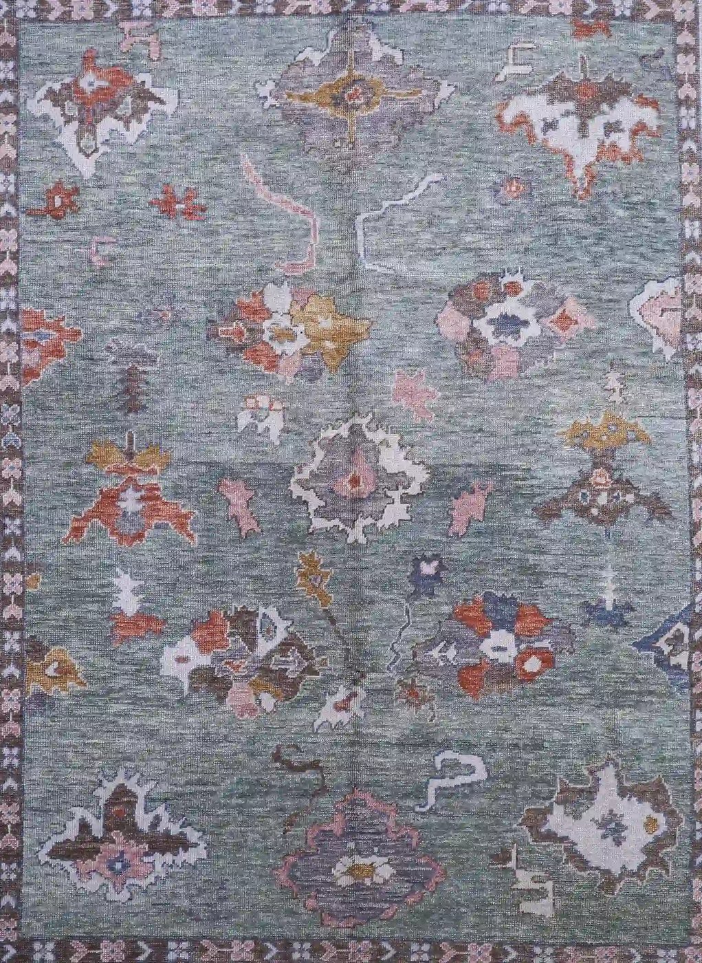 10′ x 13′ Green Fine Hand-Knotted Turkish Oushak Rug – Transitional Wool - 3 10′ x 13′ Green Fine Hand-Knotted Turkish Oushak Rug – Transitional Wool