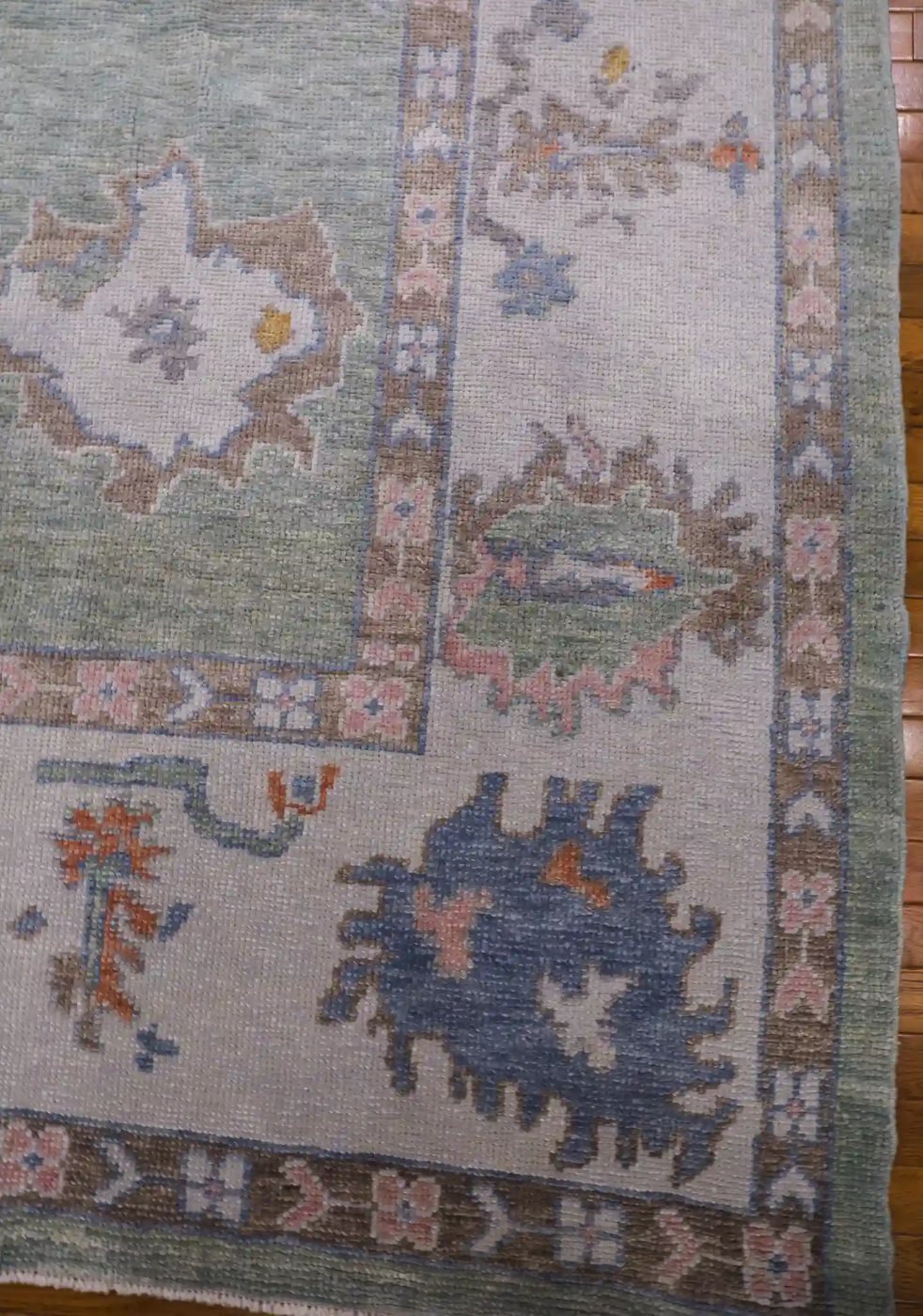 10′ x 13′ Green Fine Hand-Knotted Turkish Oushak Rug – Transitional Wool - 6 10′ x 13′ Green Fine Hand-Knotted Turkish Oushak Rug – Transitional Wool