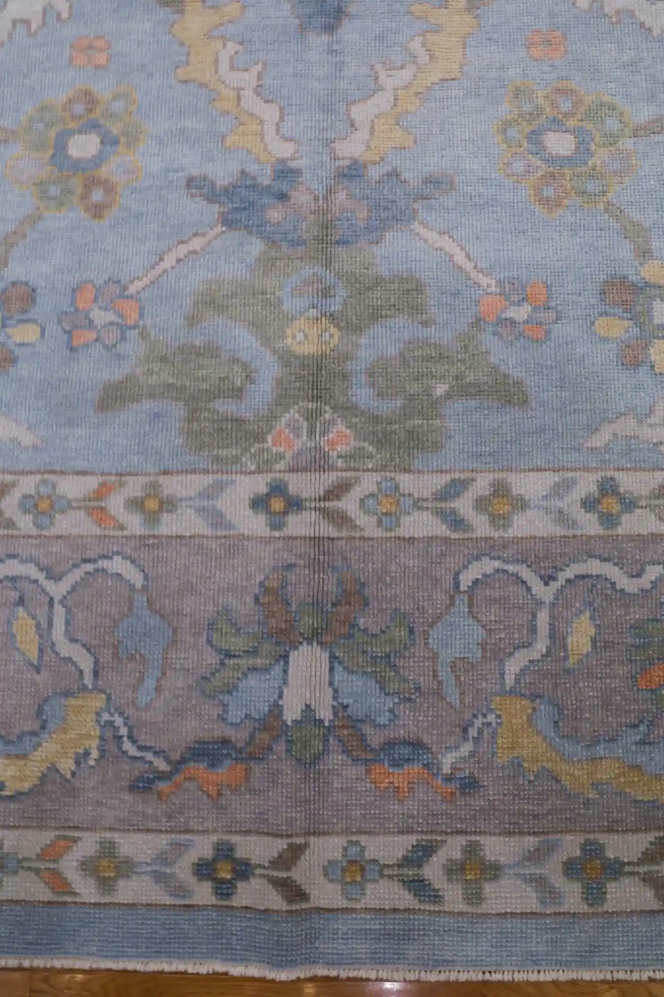 10′ x 13′ Light Blue Fine Hand-Knotted Turkish Oushak Rug – Transitional Wool