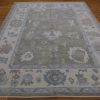 9′ x 10′ Green Fine Hand-Knotted Turkish Oushak Rug – Transitional Wool