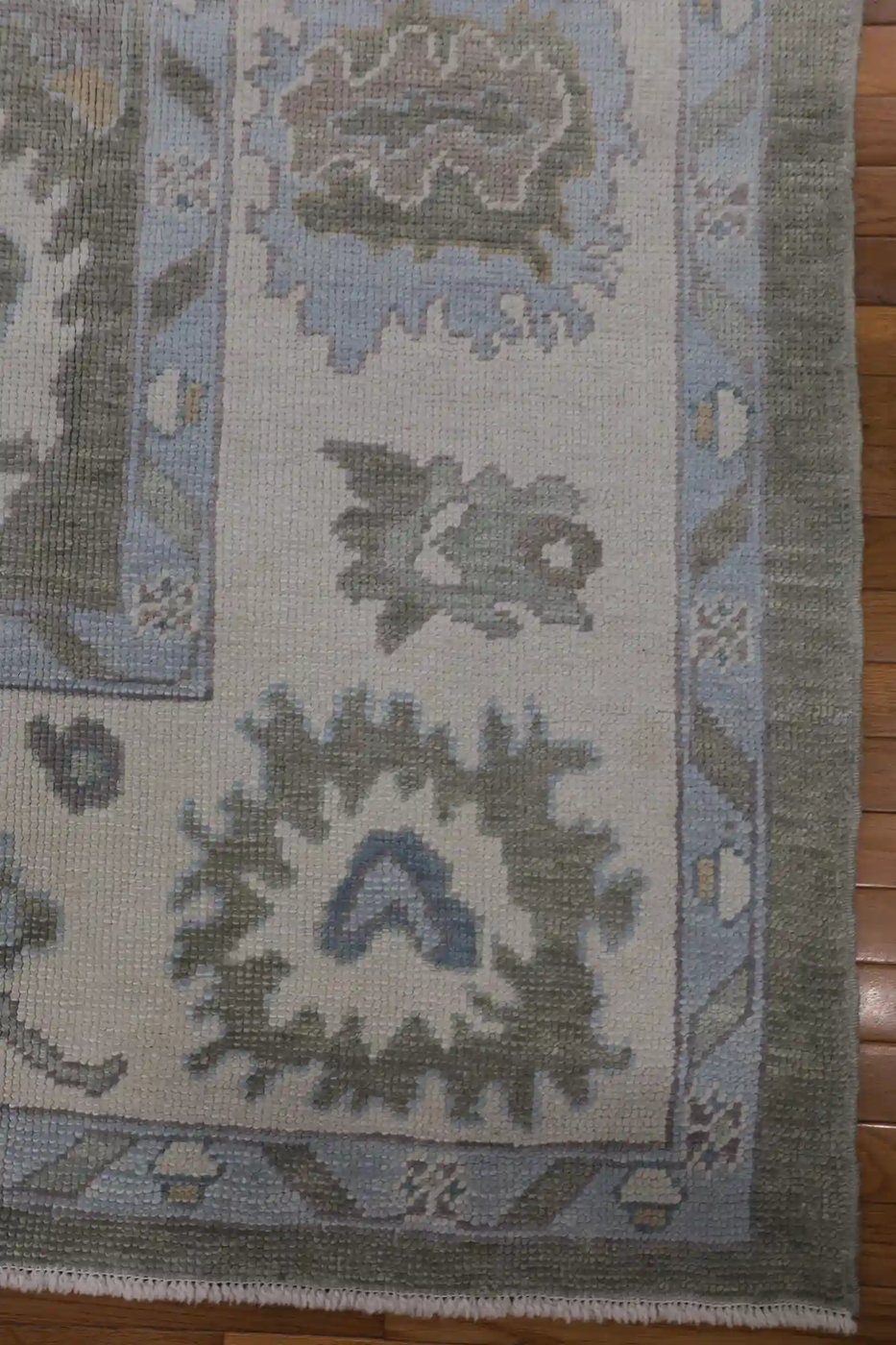 9′ x 10′ Green Fine Hand-Knotted Turkish Oushak Rug – Transitional Wool
