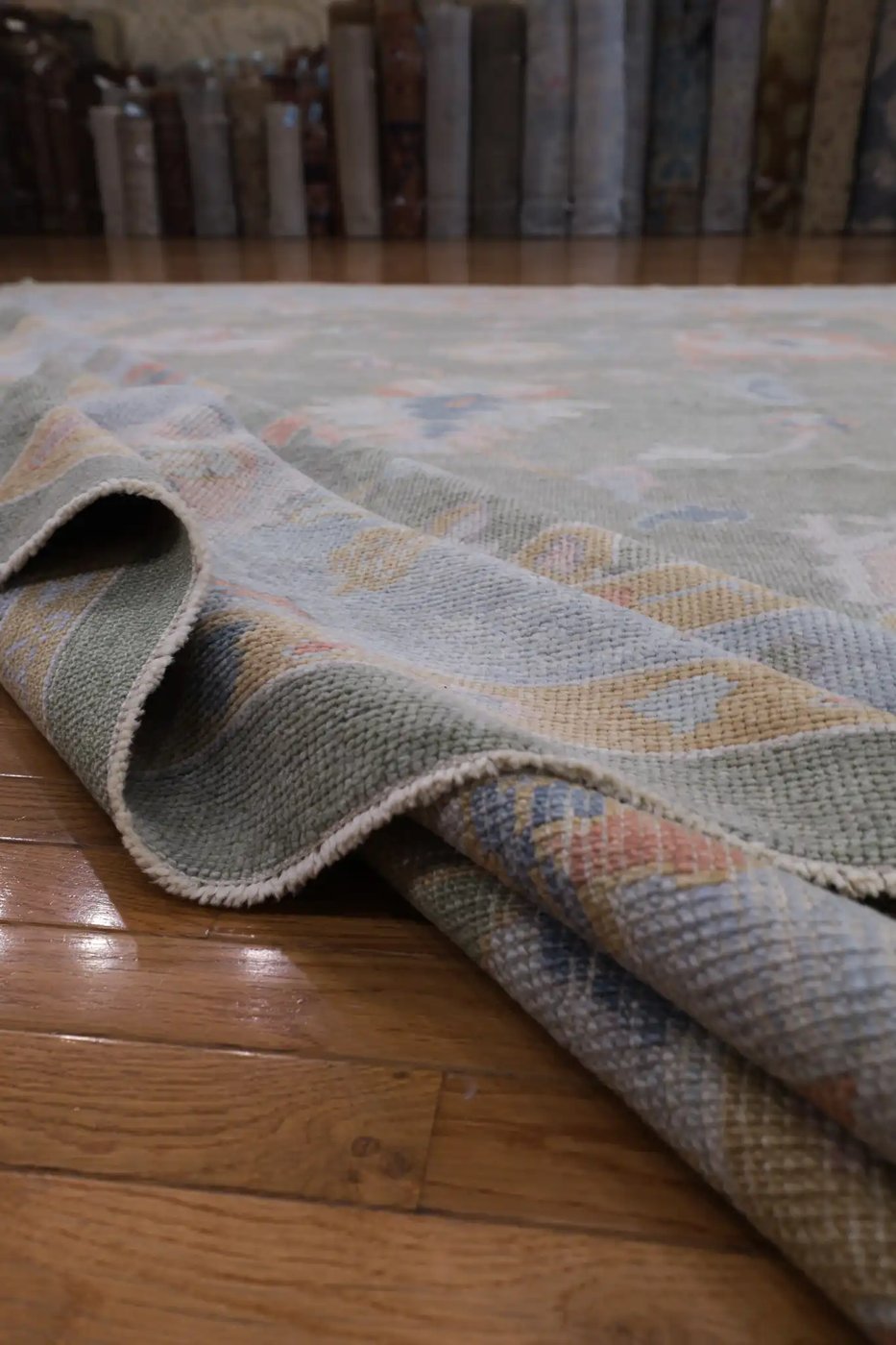 10′ x 12′ Green Fine Hand-Knotted Turkish Oushak Rug – Transitional Wool - 5 10′ x 12′ Green Fine Hand-Knotted Turkish Oushak Rug – Transitional Wool