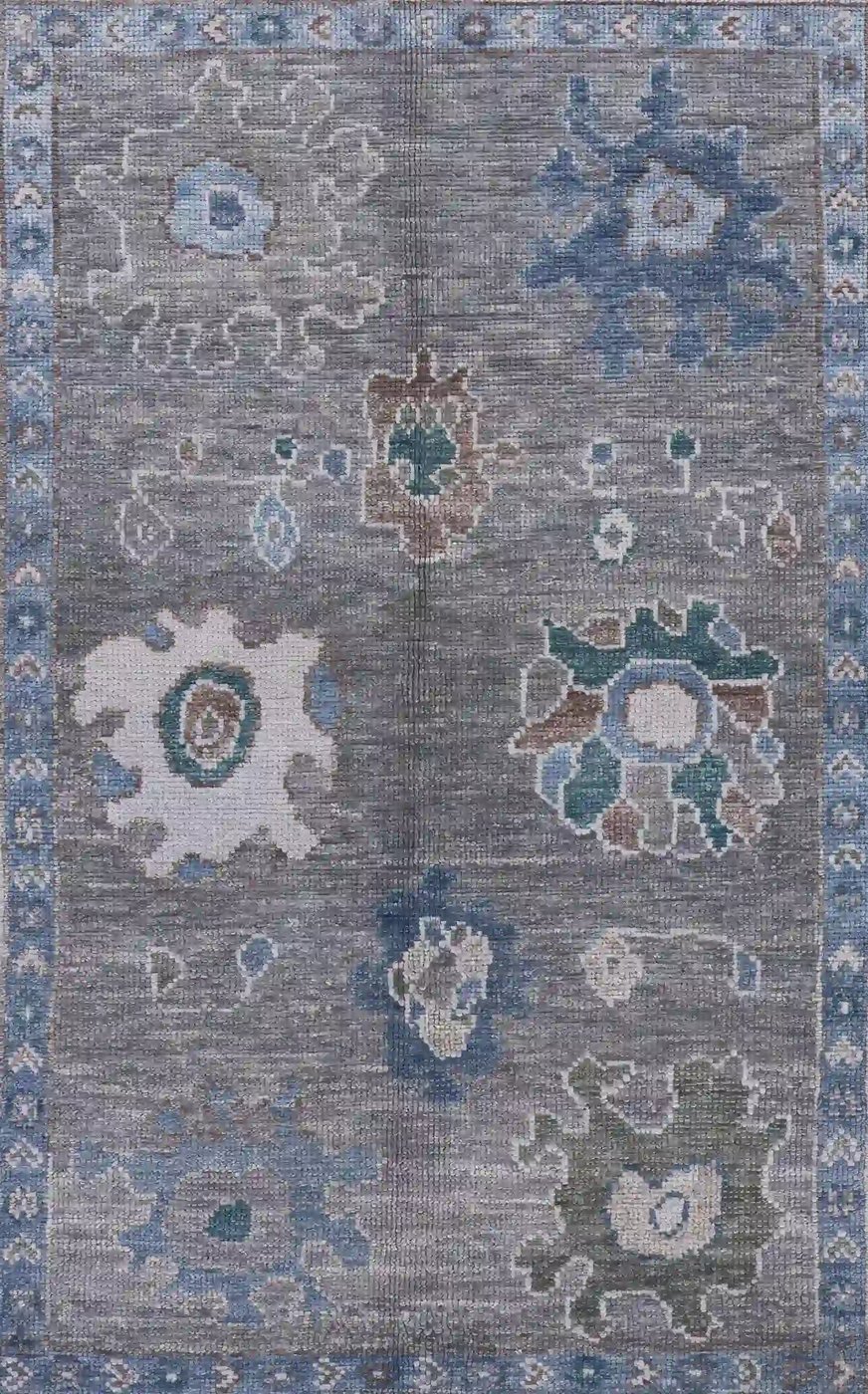 5′ x 7′ Grey Fine Hand-Knotted Turkish Oushak Rug – Transitional Wool