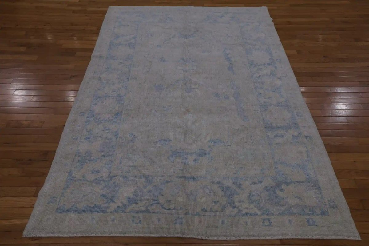 5′ x 7′ Grey Fine Hand-Knotted Turkish Oushak Rug – Transitional Wool