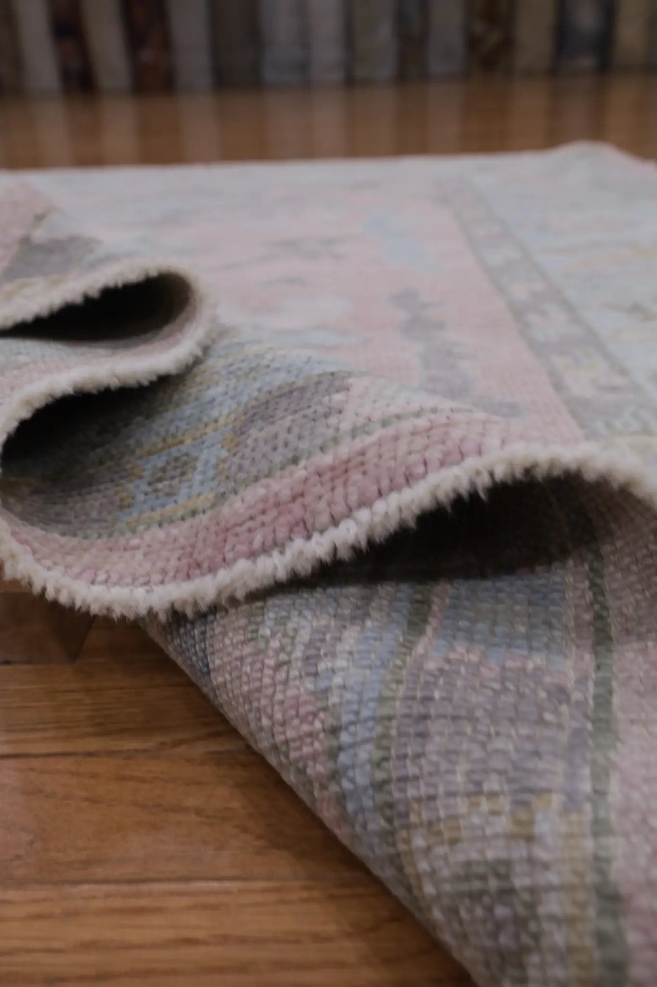 5′ x 7′ Pink Fine Hand-Knotted Turkish Oushak Rug – Transitional Wool