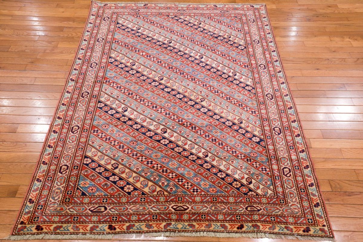 4′ x 6′ Terracotta Fine Hand-Knotted Pakistan Shirvan Rug – Traditional Wool