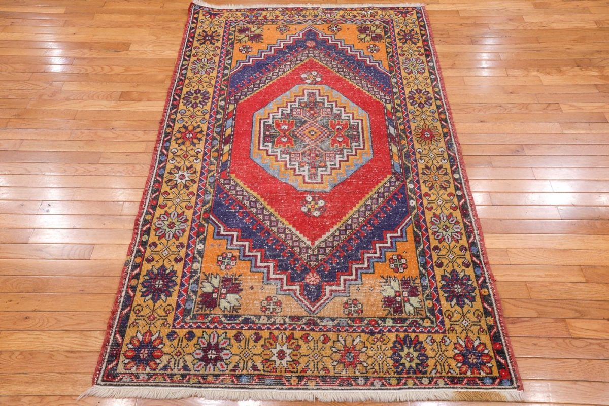 4′ x 6′ Red Fine Hand-Knotted Turkish Oushak Rug – Traditional Wool