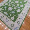 8′ x 10′ Emerald Green Fine Hand-Knotted Oushak Design Rug – Transitional Wool