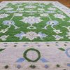 8′ x 10′ Emerald Green Fine Hand-Knotted Oushak Design Rug – Transitional Wool