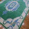 9′ x 11′ Green Fine Hand-Knotted Persian Oushak Rug – Traditional Wool