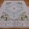 8′ x 10′ Ice Blue Fine Hand-Knotted Persian Oushak Rug – Traditional Wool