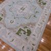 8′ x 10′ Ice Blue Fine Hand-Knotted Persian Oushak Rug – Traditional Wool