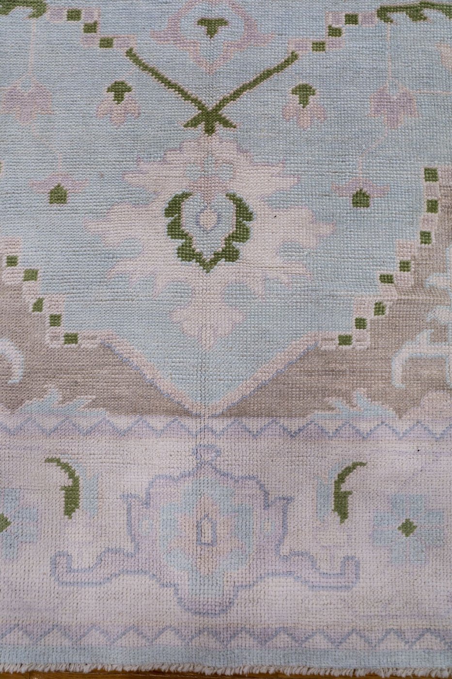 8′ x 10′ Ice Blue Fine Hand-Knotted Persian Oushak Rug – Traditional Wool