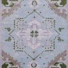 8′ x 10′ Ice Blue Fine Hand-Knotted Persian Oushak Rug – Traditional Wool
