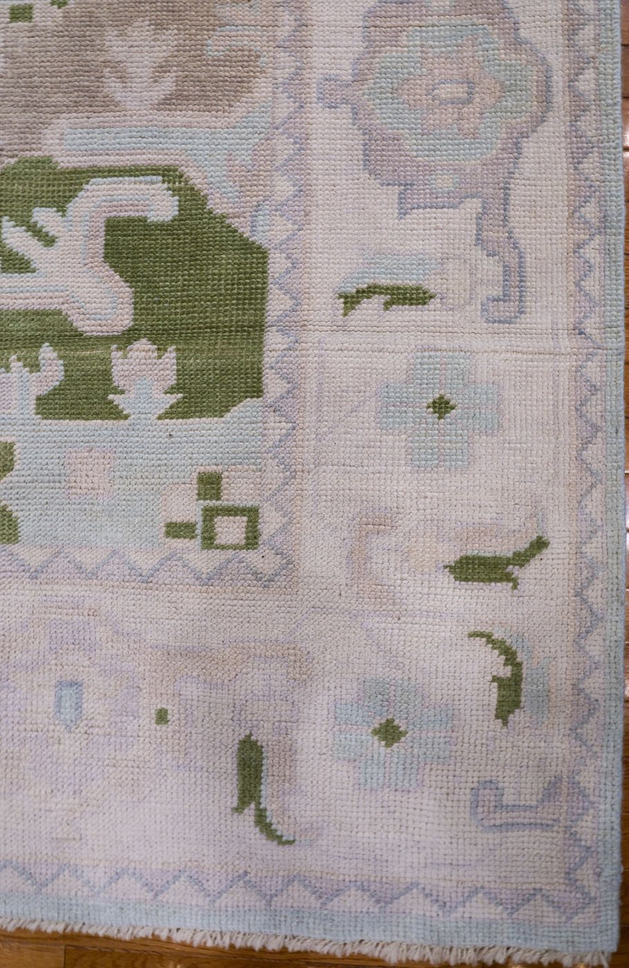 8′ x 10′ Ice Blue Fine Hand-Knotted Persian Oushak Rug – Traditional Wool