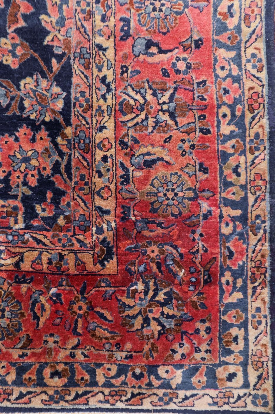 9′ x 17′ Navy Fine Hand-Knotted Persian Sarouk (Mohajeran) Rug – Traditional Wool