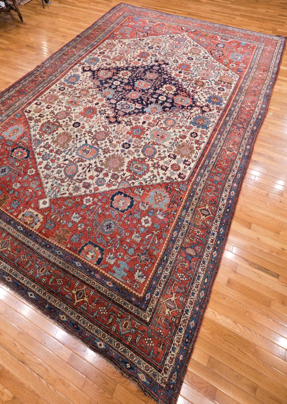 9′ x 14′ Ivory Fine Hand-Knotted Antique Persian Bidjar Rug – Traditional Wool