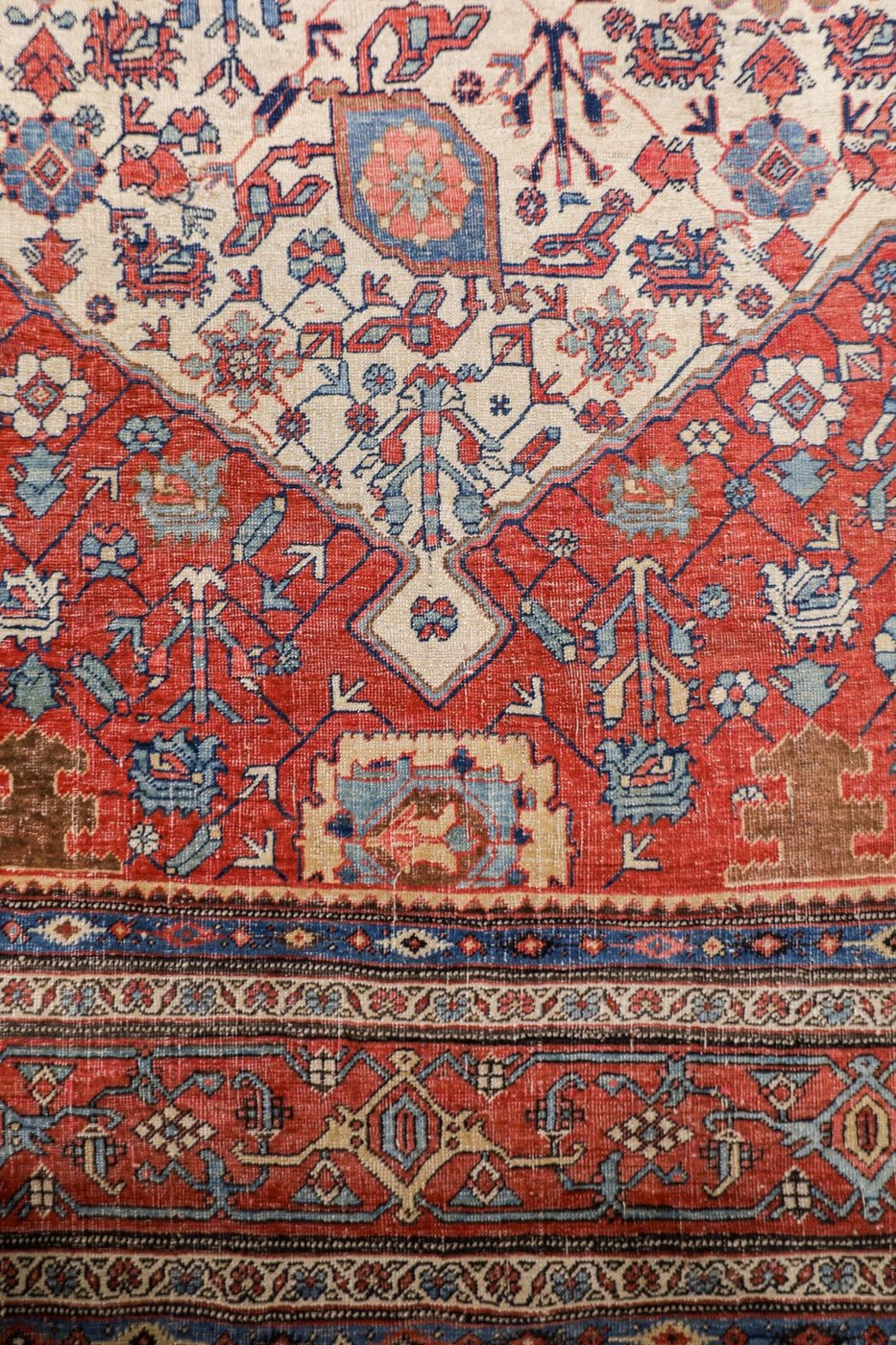 9′ x 14′ Ivory Fine Hand-Knotted Antique Persian Bidjar Rug – Traditional Wool