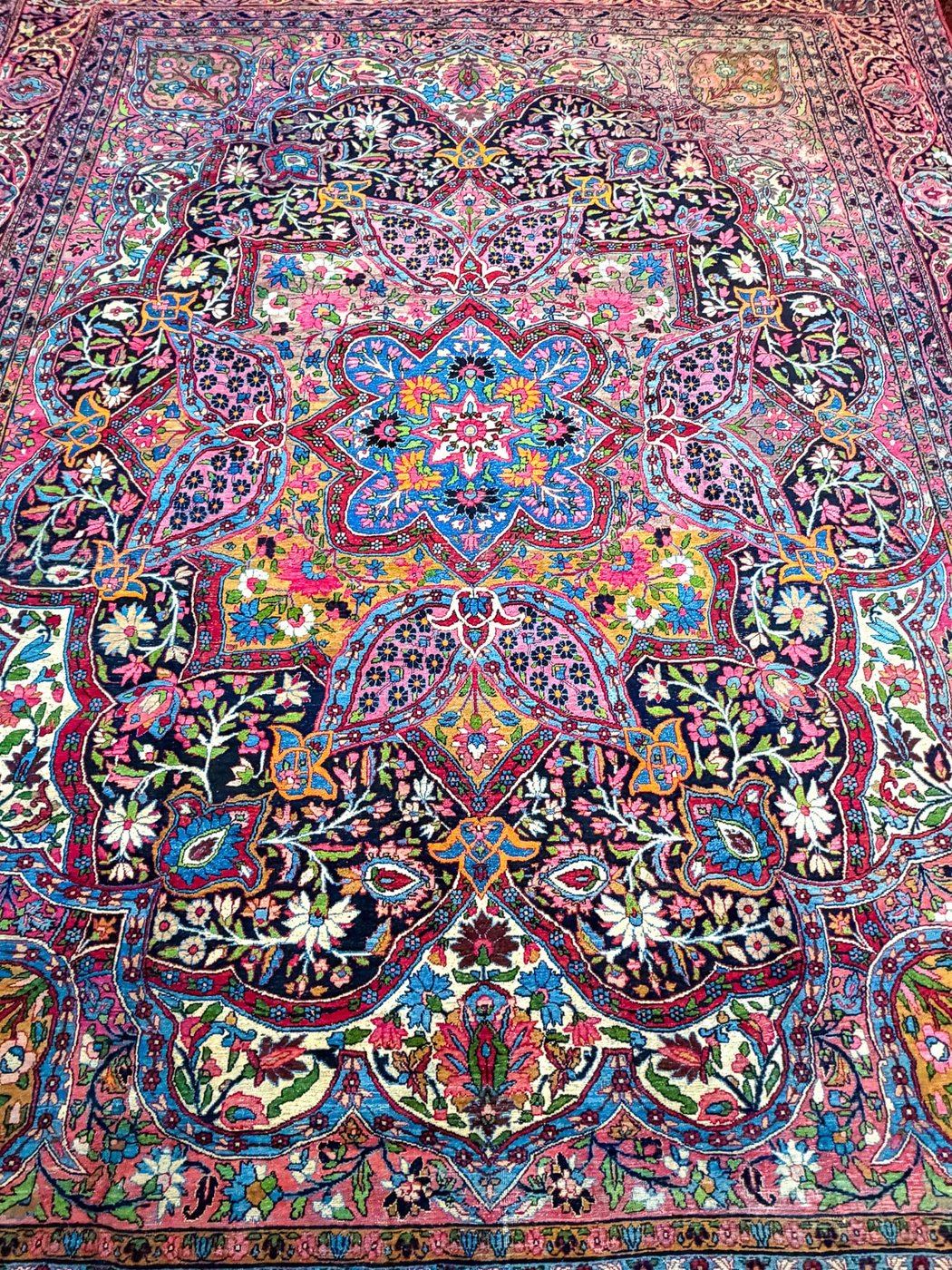 12′ x 15′ Jewel-Toned Hand-Knotted Semi-Antique Persian Yazd Rug – Masterpiece Fine Wool