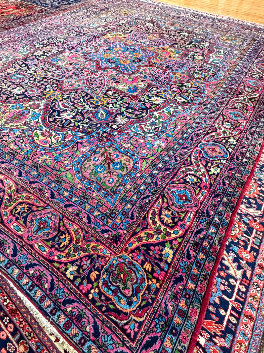 12′ x 15′ Jewel-Toned Hand-Knotted Semi-Antique Persian Yazd Rug – Masterpiece Fine Wool