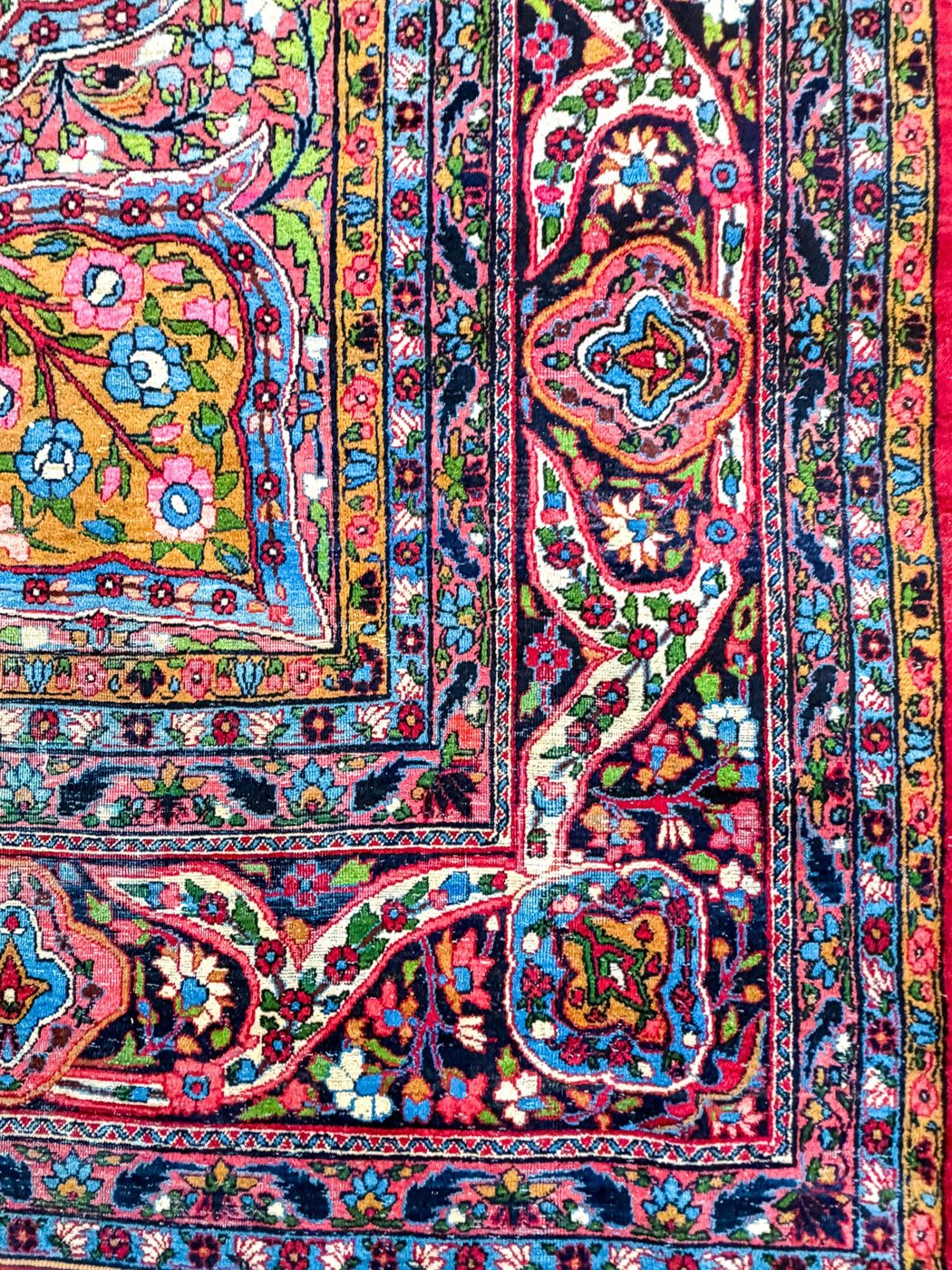 12′ x 15′ Jewel-Toned Hand-Knotted Semi-Antique Persian Yazd Rug – Masterpiece Fine Wool