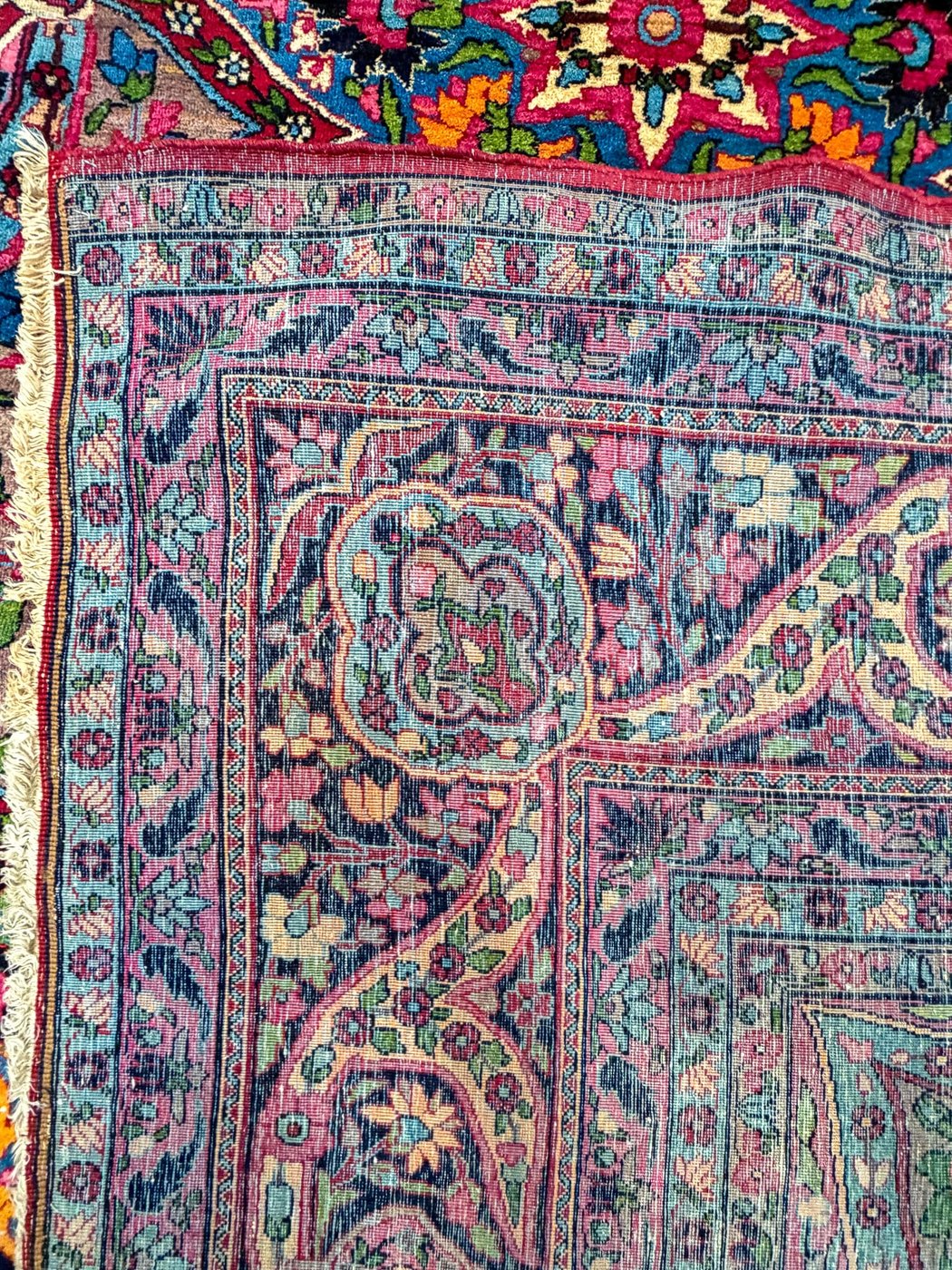 12′ x 15′ Jewel-Toned Hand-Knotted Semi-Antique Persian Yazd Rug – Masterpiece Fine Wool